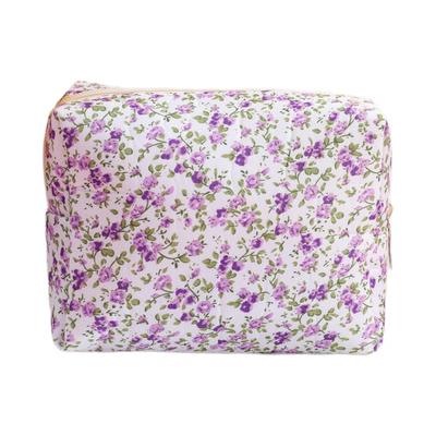 Bolsa de maquiagem floral, grande capacidade, zíper, portátil, multifuncional, mulheres, meninas, viagem, batom, cosméticos, organizador de higiene pessoal