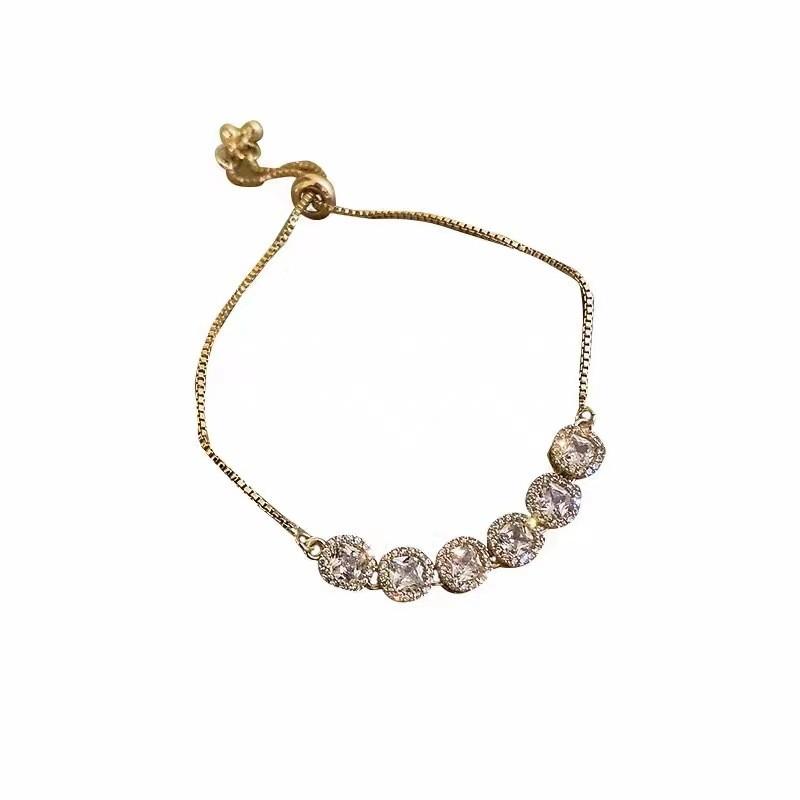Modern Design Geometric Zircon Bracelet For Women Light Luxury Jewelry Gold