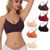 Women V-Neck Wavy Edge Seamless Bra, Tank Top Style Wireless Comfort Back Closure Ladies Underwear