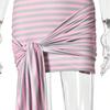 Europe and the United States hot-selling 2026 fashion printing striped neck sling low-cut backless strap slim hip-wrapped Spice Girl short skirt