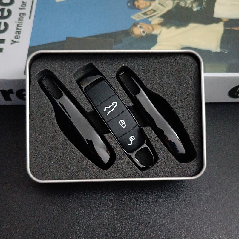 Black for Porsche Panamera Carrera Macan Boxster Cayman Cayenne Taycan 911 970 981 991 Remote Car Key Case Cover Fob Pad Optionl