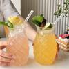 with Straw Pineapple Shaped Glass Cup 480 ML Coffee Mug Creative Water Cup  Restaurant