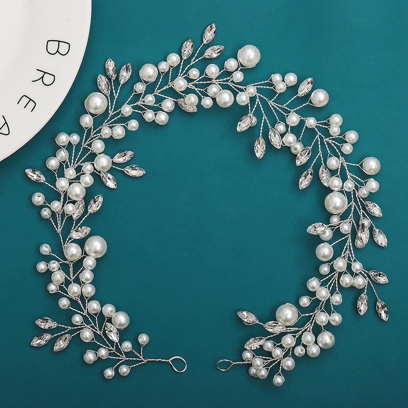 Pearls Headbands for Women Girls Bride Wedding Hairbands White Flower Tiaras and Crowns Korean Fashion Headdress Hair Jewelry