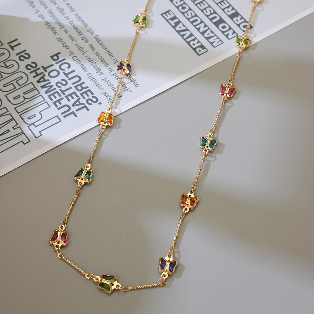 Elegant Butterfly Waist Chain with Colorful Inlays for Dress Shirt