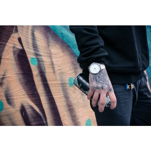 CHPO NANDO Silver Metal Mesh Strap Watch, 40mm, 14232BB, Men's and Women's, Officially Imported