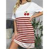 Ladies 3D Colorful Stripe Print Mini Dress Summer Casual Round Neck Short Sleeve Women's Clothing Fashionable Casual Dress