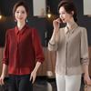 Women's 2025 Spring Fashion Two-Piece Splicing Long Sleeve Shirt - Elegant Top for Middle-Aged Women