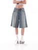 Women's Retro Gradient Wide-Leg Jeans - Loose Fit, Summer Casual, Five-Point Style