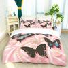 3pcs Pink Floral Butterfly Pattern Duvet Cover Set, 1 Duvet Cover+2 Pillowcases, Coreless. Soft and Comfortable Bedding Set