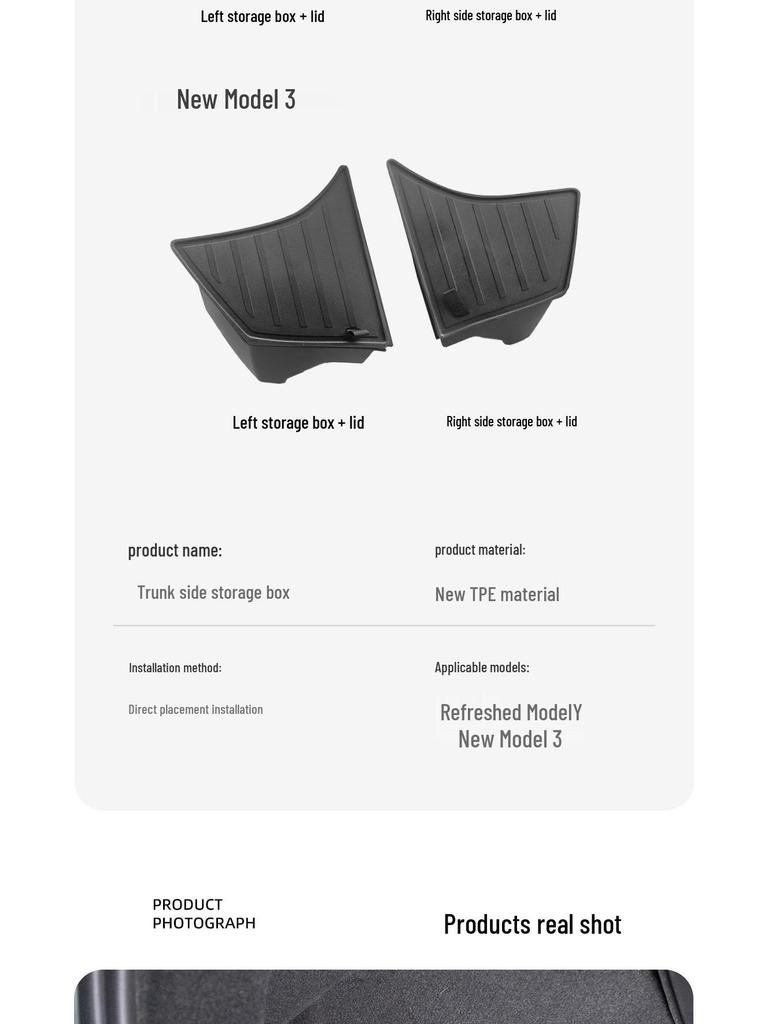Tesla Model Y Kofferraum Aufbewahrungsbox Schutz für Facelift Model 3/Y