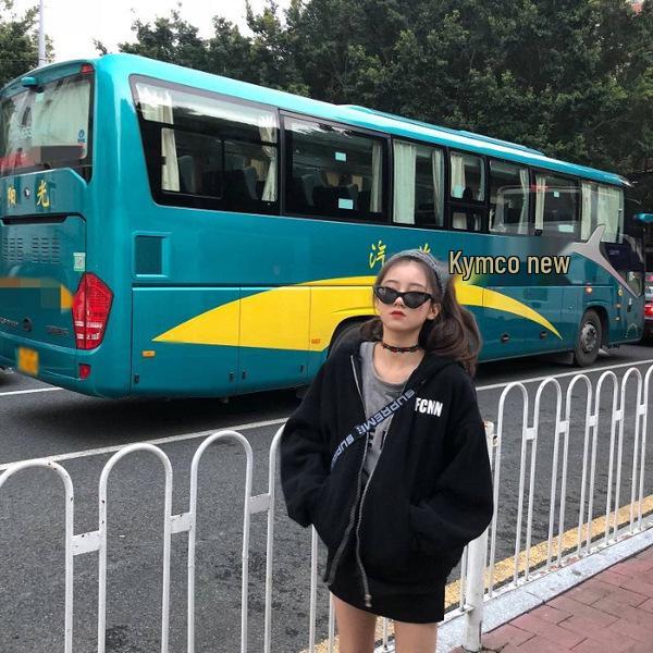 2022 Autumn/Winter Women's Korean Style Letter Print Fleece Zip-Up Hooded Cardigan