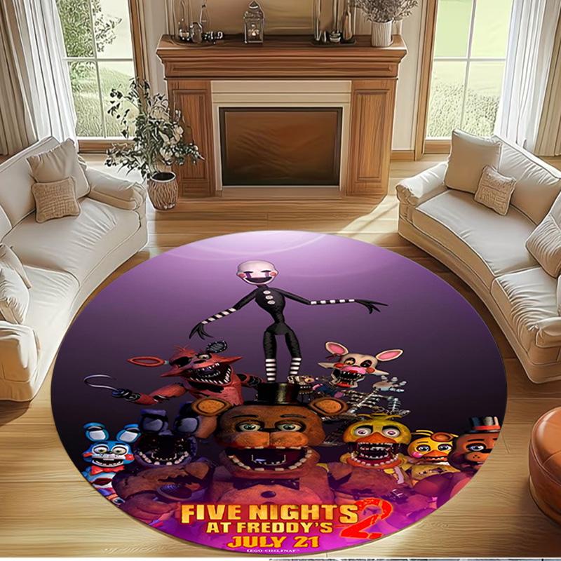 Five Nights at Freddy's Print Round Rug, Washable Floor Carpet, For Entryway Dorm Laundry Room Office Study, Home Decor Birthday Christmas Gift