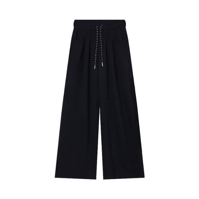

Women s High-Waist Wide-Leg Draped Sweatpants for Spring, Autumn, and Winter - Trendy Casual Floor-Length Design Medium чорний