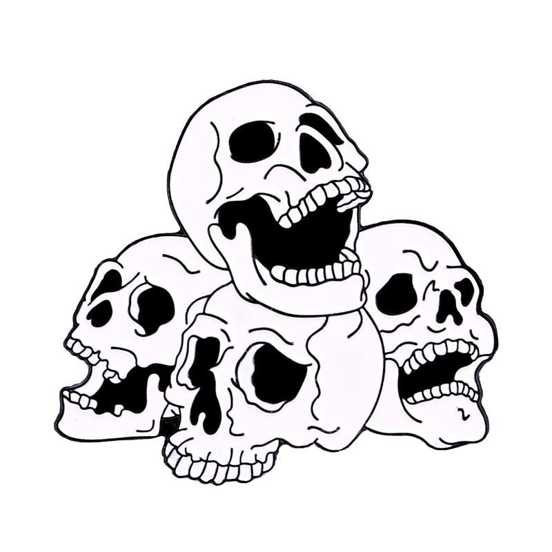 Unique Geometric Skull Head Brooch With Pumpkin Design For Halloween Celebrations