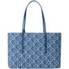 Casual Commuting Style Old Flower Jacquard All-over Printed Large-capacity Denim Tote Fabric Handbag Women's Rainbow Blue