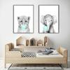 Nordic Kids Room Teal Bubble Elephant Giraffe Child Animal Minimalist Wall Art Print Canvas Painting Posters for Home Decor