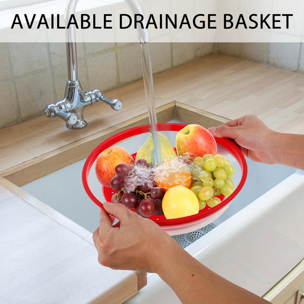 2Pcs Collapsible Microwave Splatter Cover Silicone Microwave Plate Cover Foldable Drainage Basket Fresh-Keeping Lid Basket