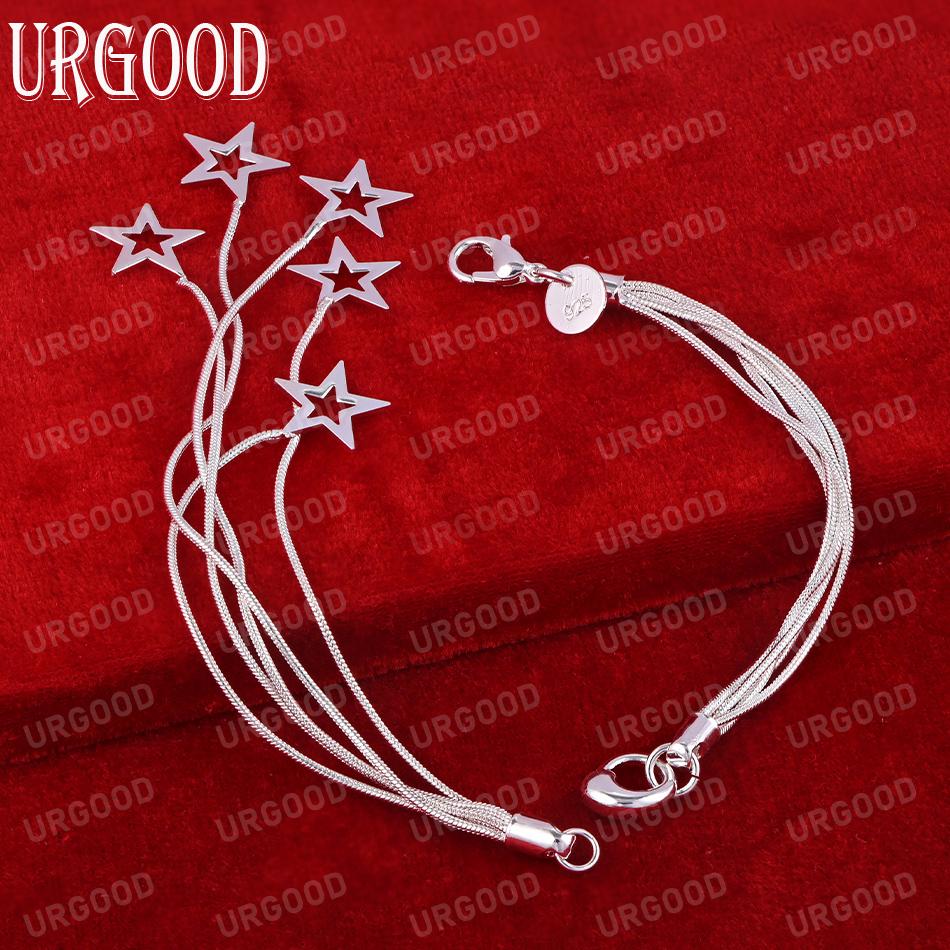 925 Sterling Silber Fünf Schlange Kette Stern Armband Mode Hochzeit Schmuck