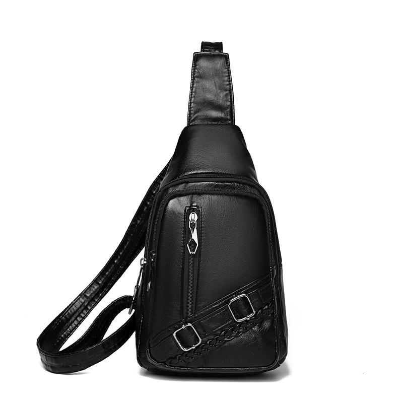 Chest Bag Women's Soft Leather Shoulder Bag Vintage Crossbody Bag