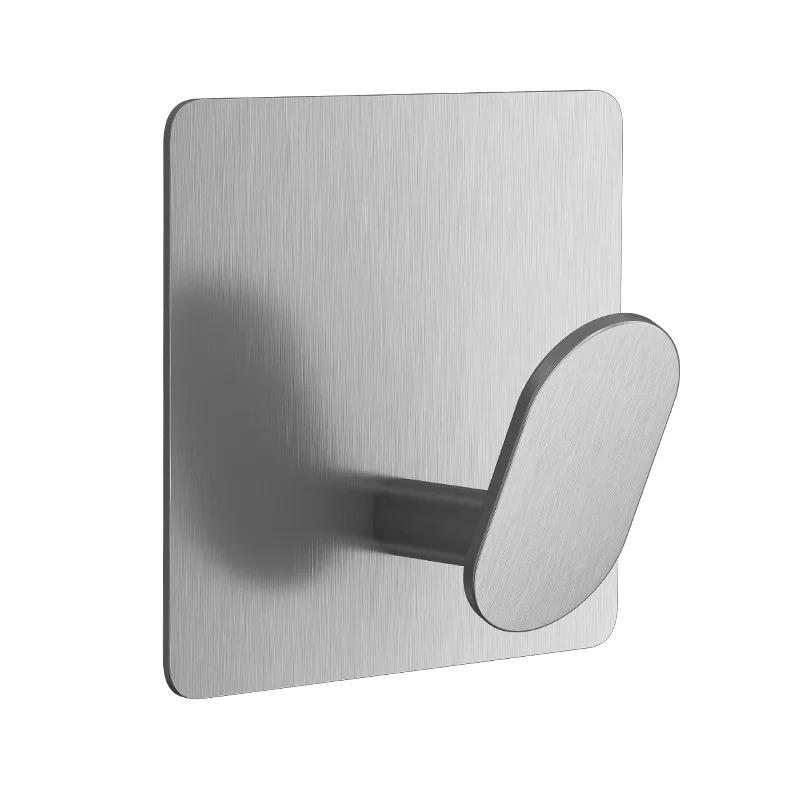 1/2pcs Stainless Steel Bathroom Robe Hooks Adhesive Wall Hook Towel Holder Bathroom Kitchen Hardware Multi-Purpose Hanger Hook