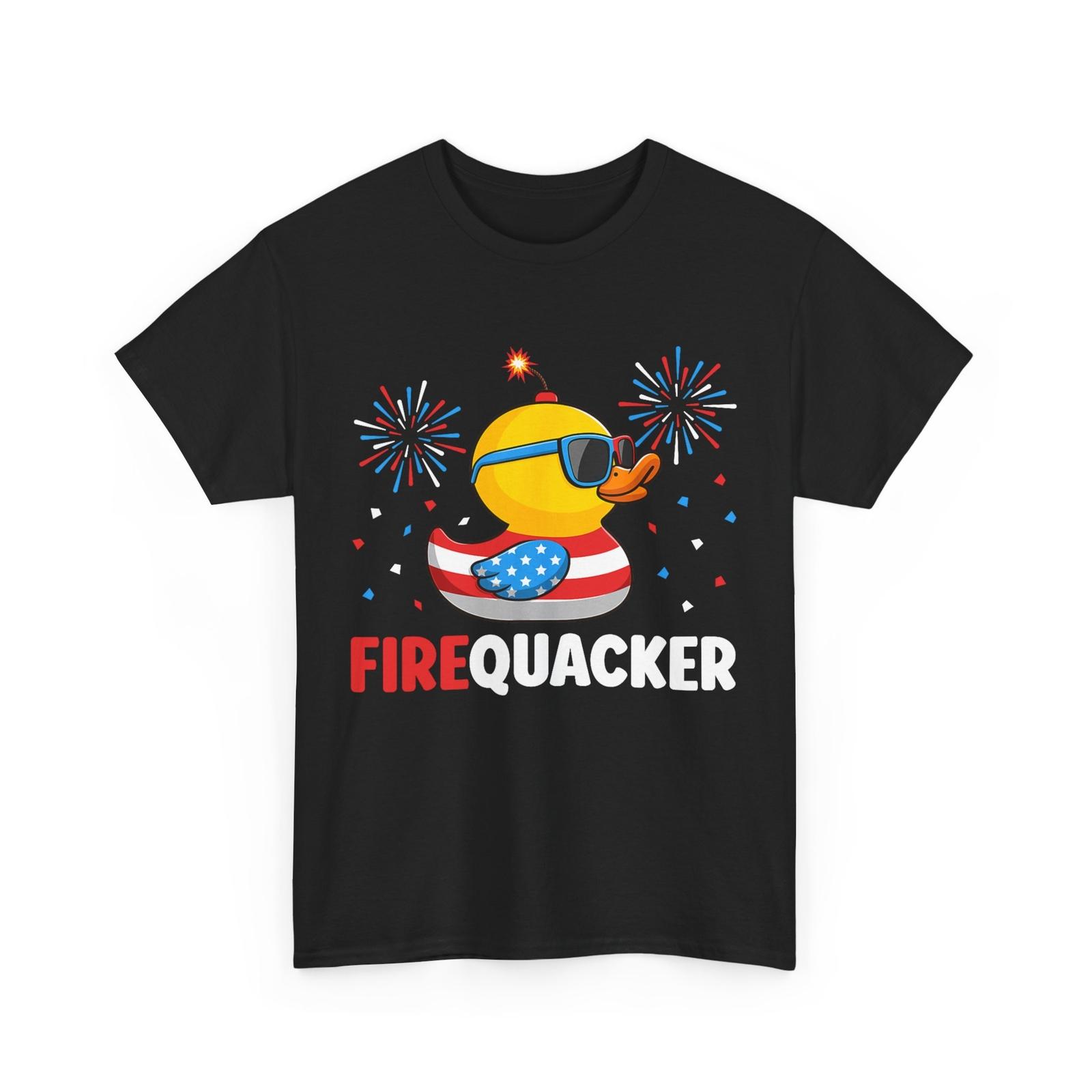 4th of July Duck Firequacker Shirt, Duck American Flag Patriotic T-Shirt Mens Womens Tees Top 4XL