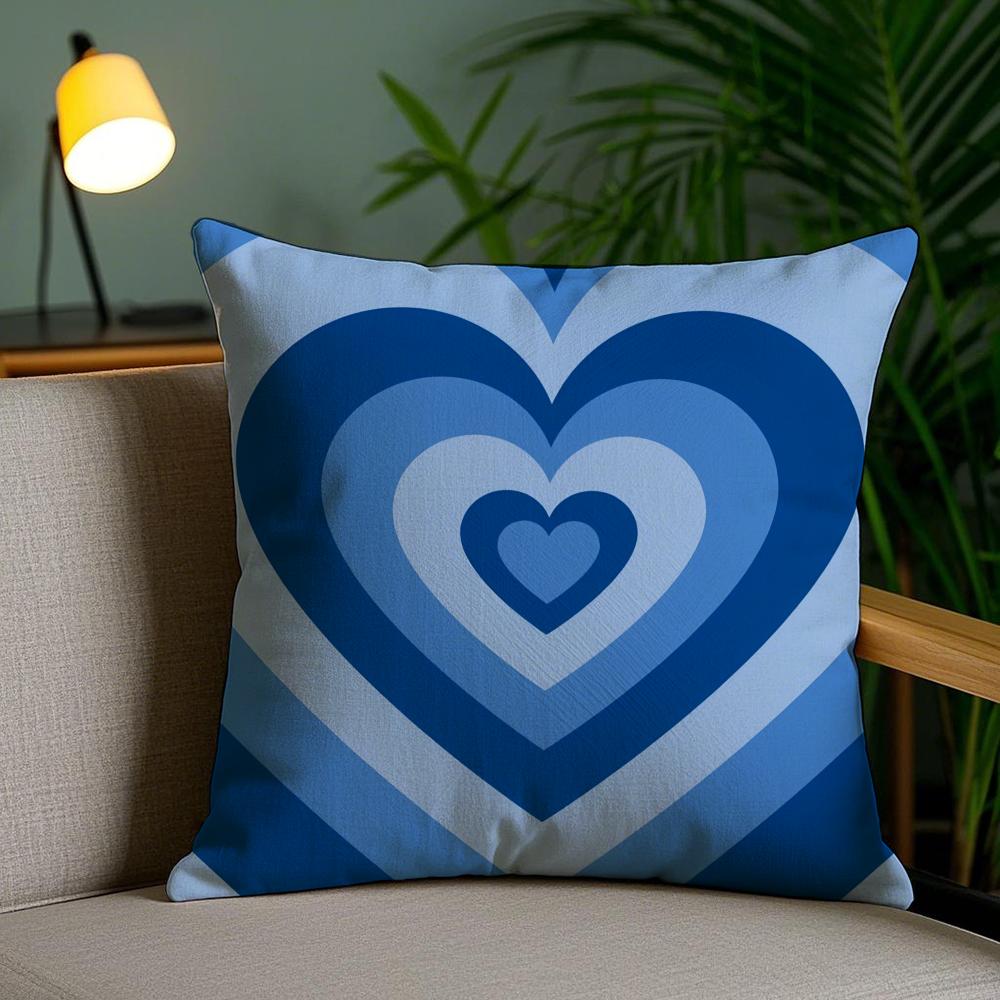 Sweet Love Cushion Cover Plush Fabric Soft Double-Sided Printed Invisible Zipper Sofa Pillow Case Home Decor