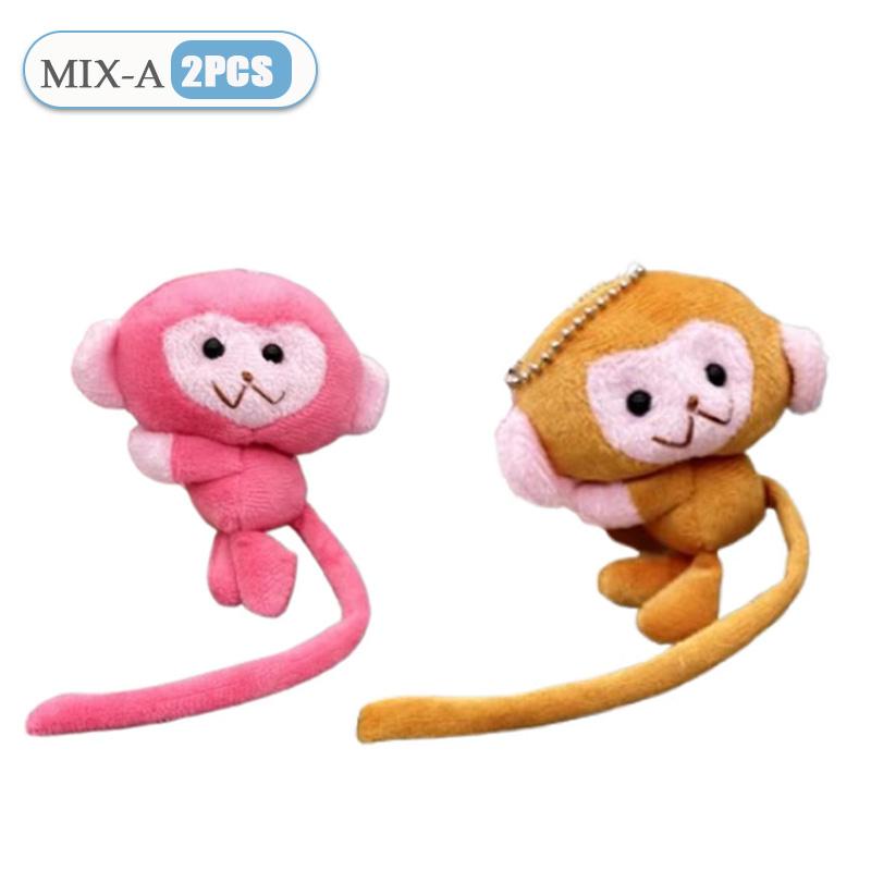 Cartoon Long Tailed Monkey Doll Key Chain Pendant DIY Plush Toy Doll Keychain Backpack Pendant Accessories Gift for Children