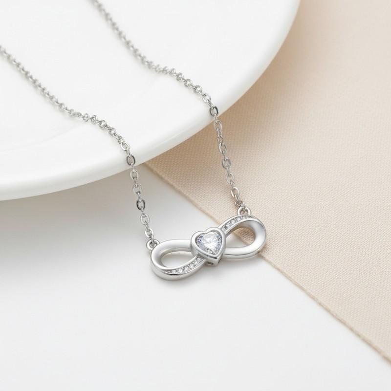 Infinity Symbol Crystal Pendant Necklace Women Minimalist Geometric Design Lightweight Copper Chain Jewelry