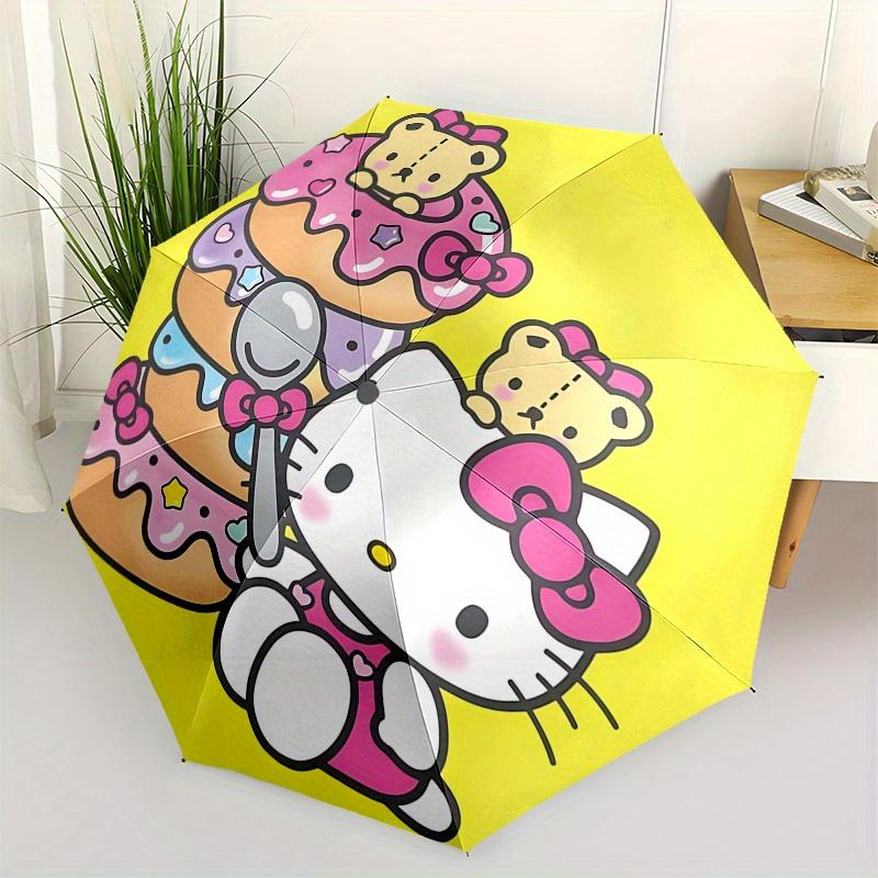 

Hello Kitty, Donuts Automatic opening and closing folding umbrella with 8 rib frame and compact travel design, perfect for all occasions | S