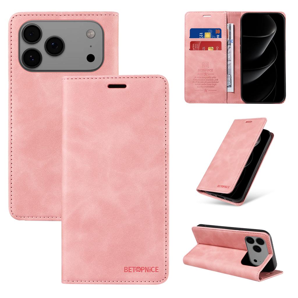 For iPhone 17 Pro Max Case BETOPNICE Magnetic Closure RFID Blocking Wallet Stand Leather Phone Cover