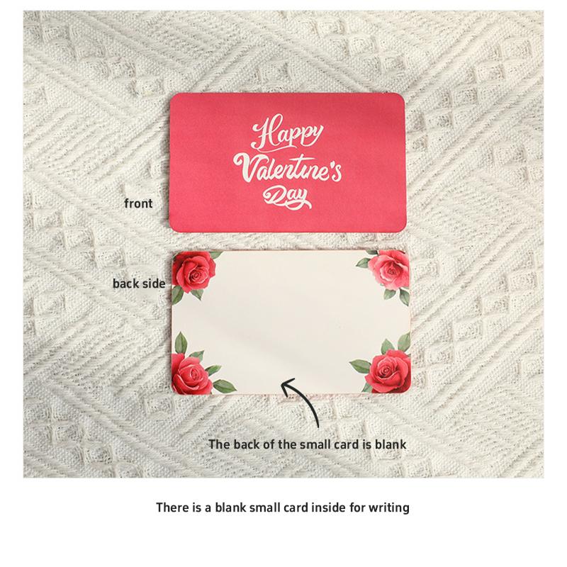 Romantic 3D Rose Folding Card Pop Up Rose Card Anniversary Card Wedding Invitations Card Valentine Day Present Card Valentines Card