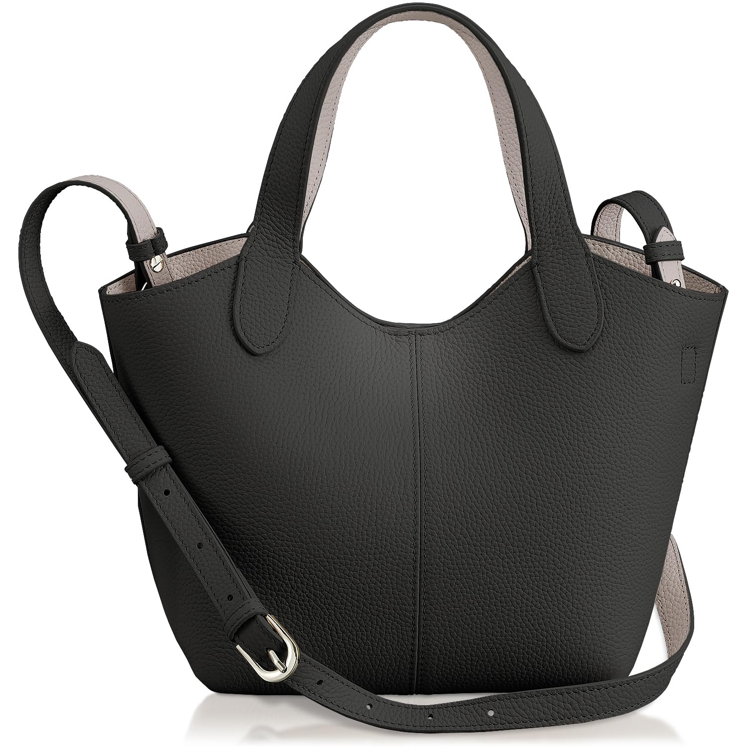 

Encore Women s Handbag [Premium Leather, Cute Two-Tone Design] Genuine Leather 2-Way Crossbody Bag, Shoulder Bag, Mini Tote Bag, Lightweight (Black x