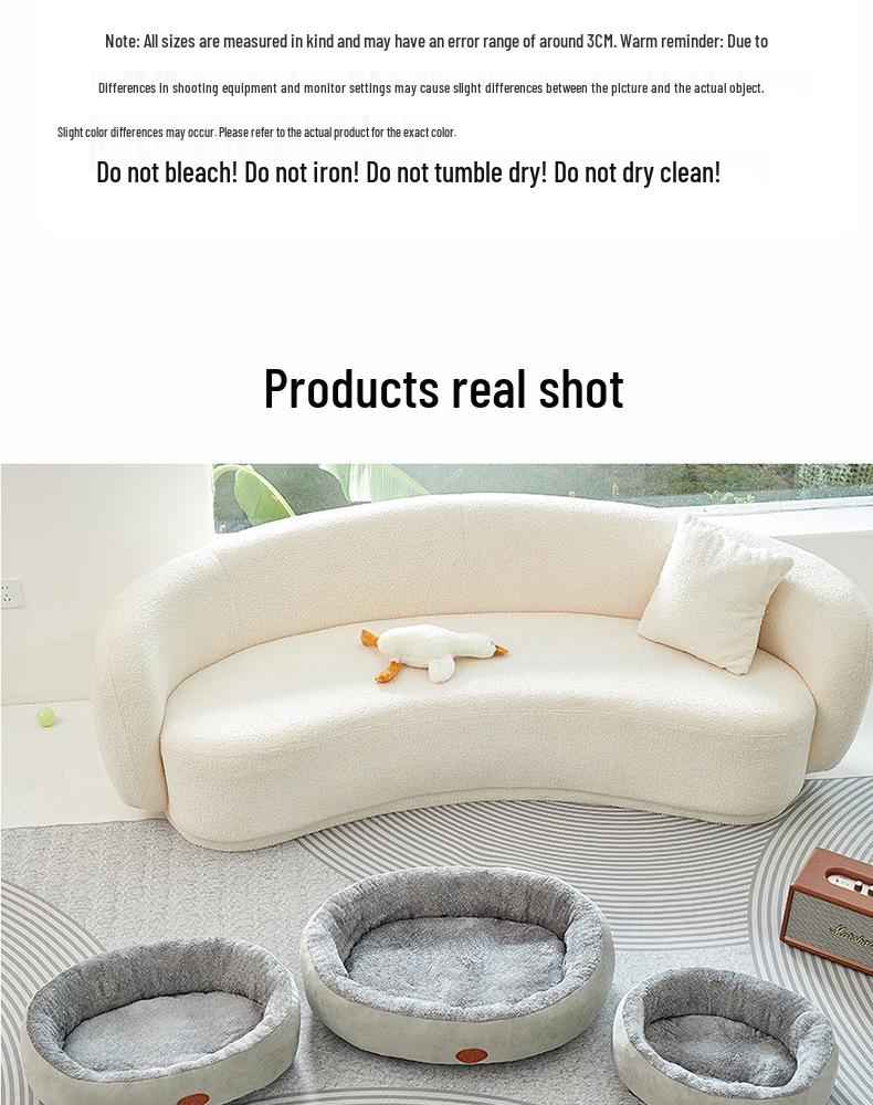 Four Seasons Round Dog Bed - Medium/Large, Scratch & Bite Resistant, Thick & Warm Cat Cushion
