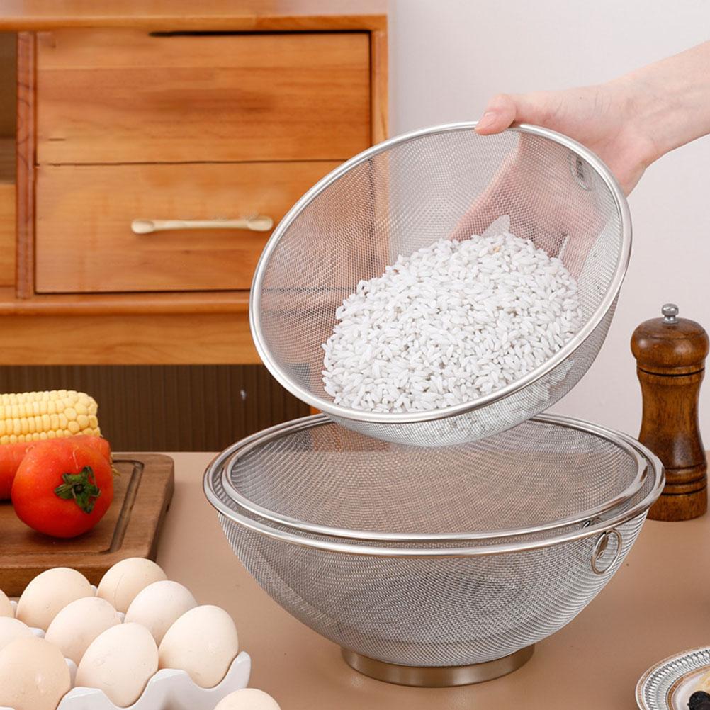 Stainless Steel Rice Mesh Strainer Strainer Mesh Draining Rice Strainer Washing Bowl Fine Strainers for Kitchen