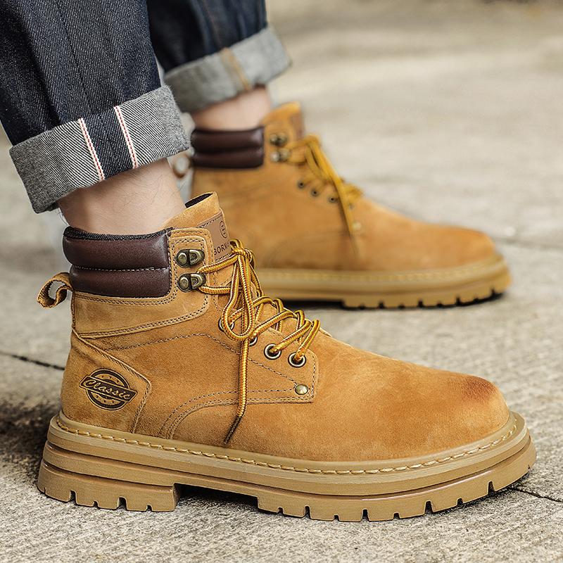 Lace-Up Leisure Outdoor Footwear Street Style Male Sneakers High Top Suede Leather Boots Fashion Motorcycle Ankle Boots for Men