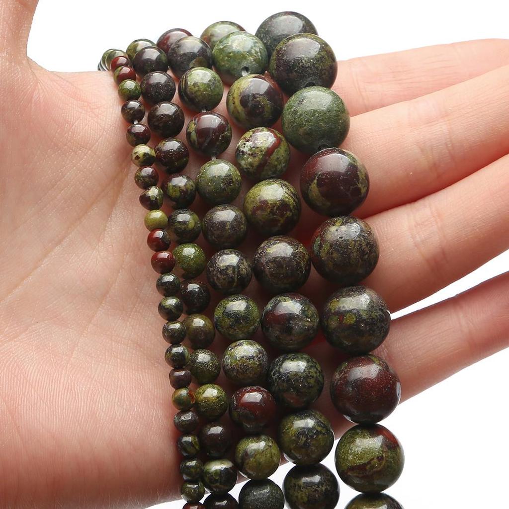 4-12mm/32-93pcs Natural Round Dragon Blood Jasper Stone Beads for DIY Jewelry Making