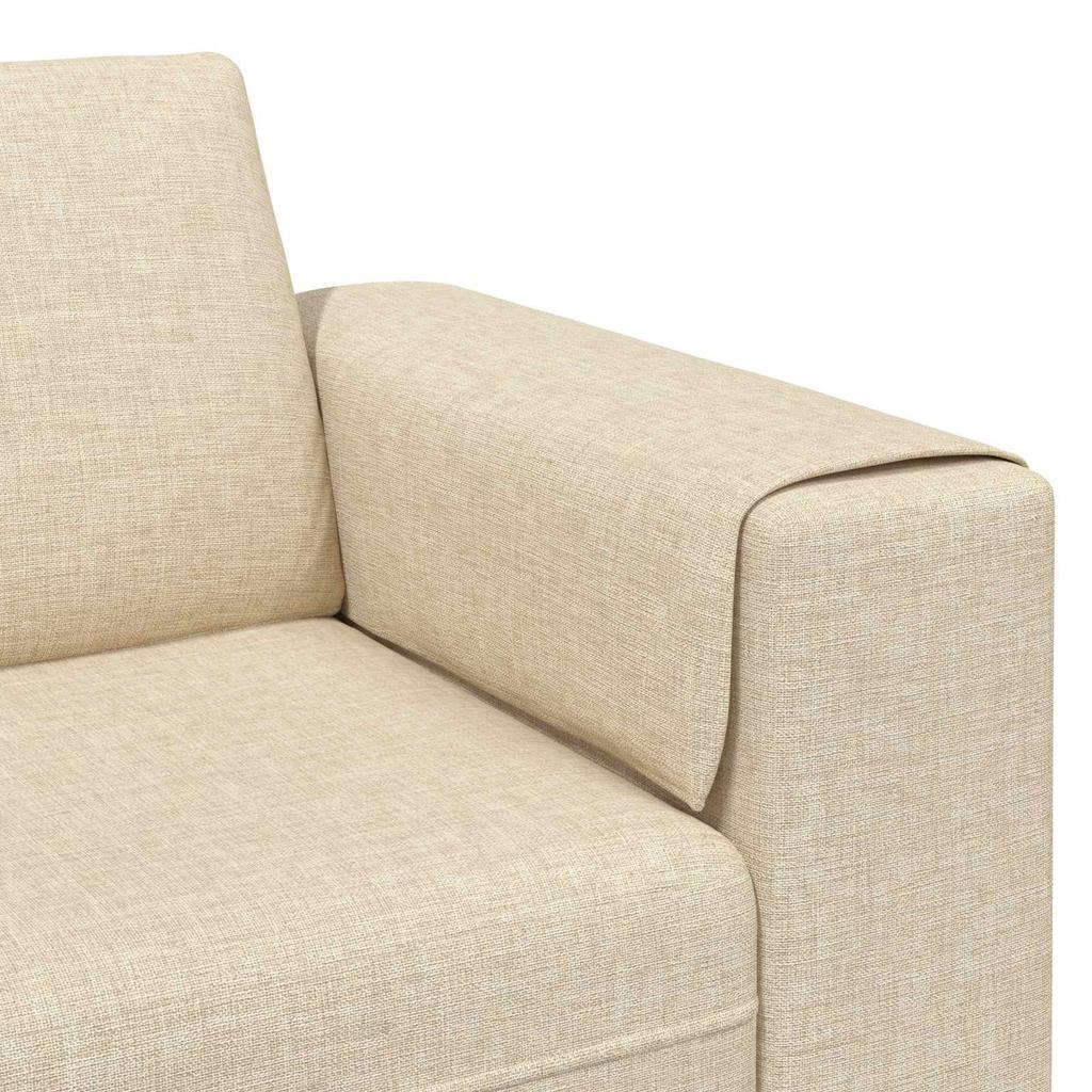 Living Room Sofa Set 3 Pcs Cream Polyester