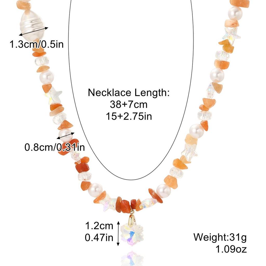 Handmade Bohemian Dopamine Color Natural Stone Beaded Necklace