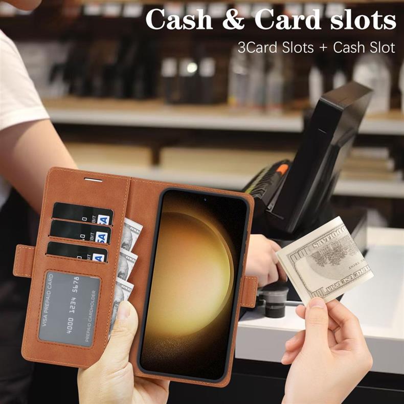 Samsung S25 Wireless Magnetic Leather Case with Card Slots for S24/S23 - High-End Protective Wallet