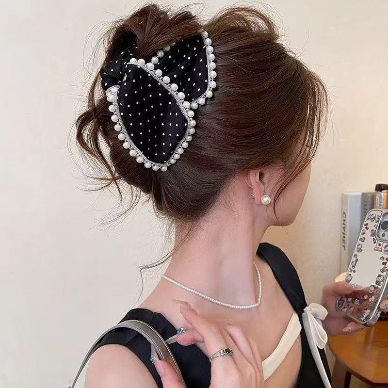 Korean Pearl Polka Dot Triangle Hair Clip: Elegant 2025 Women's Updo Accessory