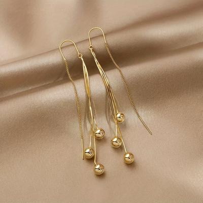 Nouvelles Boucles d'Oreilles à Franges Perles Chaîne, Accessoires et Cadeaux Personnalisés Tendance Polyvalents pour Femmes