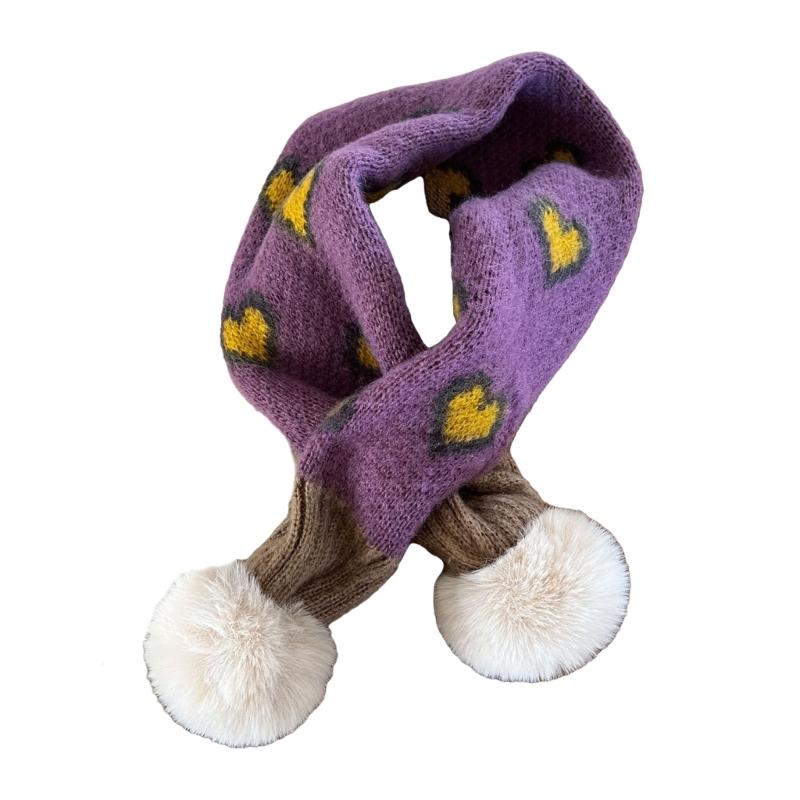 

Children Knitted Scarf Jacquard Heart Pattern Neck Gaiter Warm Neck Scarf for Everyday Wear Autumn Winter Kids Neckwear