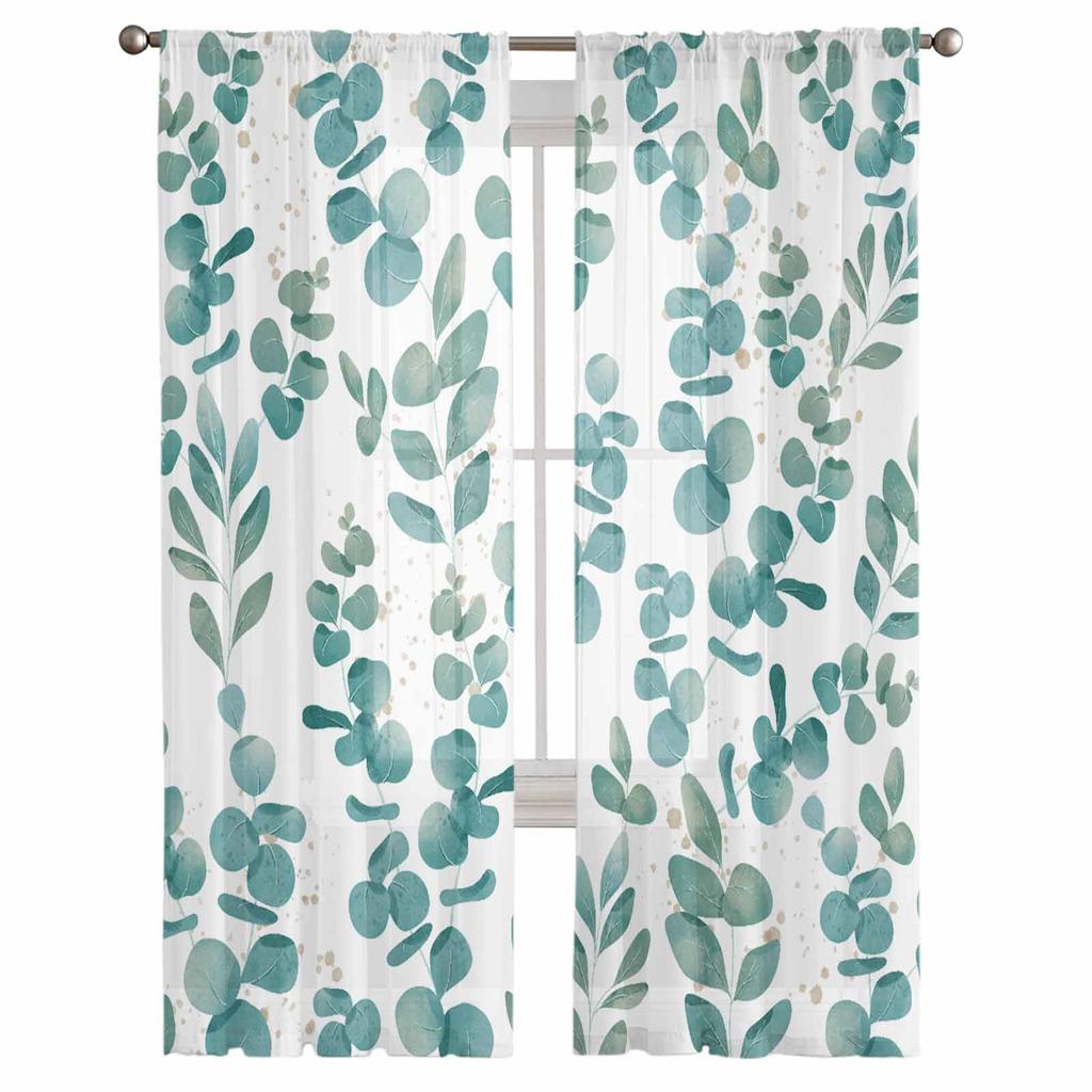 Pflanzenfarbe Floral Pastoral Aquarell Schlafzimmer Vorhänge Tüll Transparenter Vorhang Wohnzimmer Heimdeko Voile Vorhänge