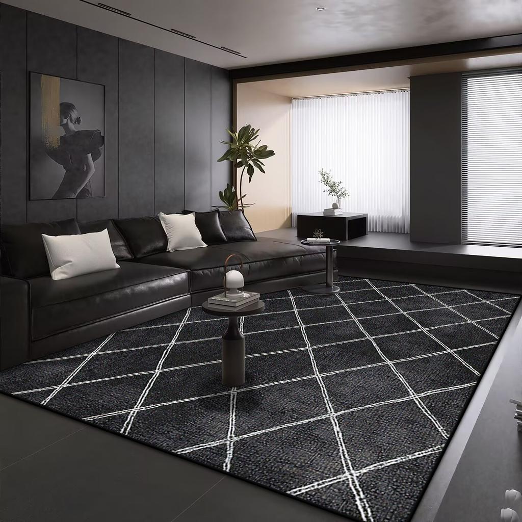 Modern Geometry Large Living Room Carpet Black Decoration Home Carpets Non-slip Rugs for Bedroom Decor Lounge Sofa Floor Mat
