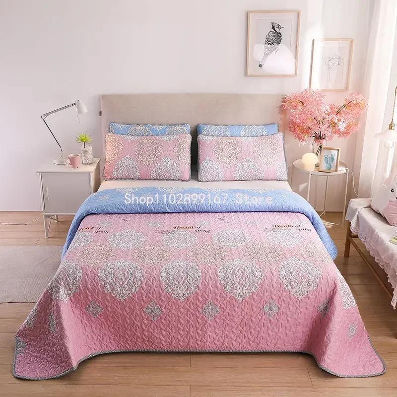 Tagesdecke Gewaschene Baumwolle Gesteppte Bettdecke Queen King Size Ländlicher Stil Rutschfestes Laken Decke Steppdecke Warm Bedruckte Bettwäsche
