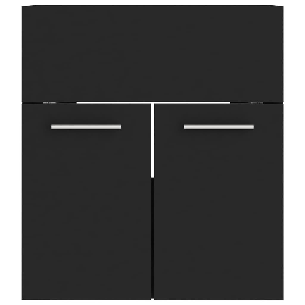 Bathroom Furniture Set Black Particleboard