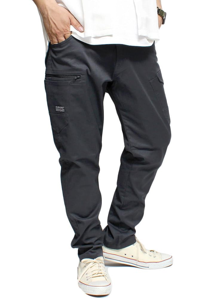 

One Colors Men s Cargo Pants, Plus Size, Stretch, Moisture-Wicking, Quick-Drying, Side-Zip Twill Tapered Pants, Size 5L, Stealth Gray (22)