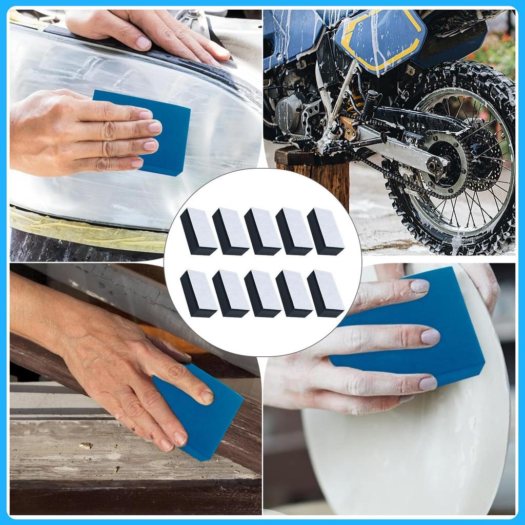 BLOOPIC Car Wash Set of for Wash Coating Sponges, 10, Coatings, EVA, Absorbent, Quick-Drying, Three-Layer Construction, Car/Motorcycle Sponges,