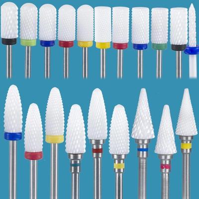 2 pezzi fresa in ceramica per set di macchine per manicure punte da trapano per unghie frese per corindone unghie punta per pedicure tappo abrasivo
