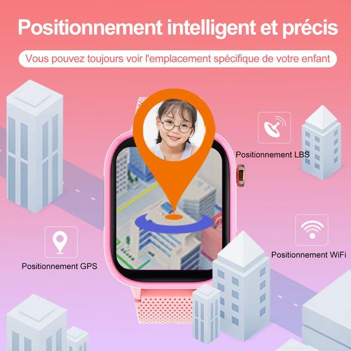 K IKIDO Montre Connectée Enfant, Montre intelligente avec SOS, Musique, Appel vidéo, GPS, Appareil photo magique, étanche,Rose
